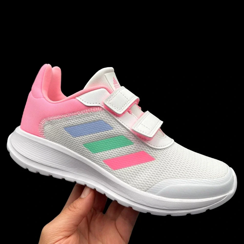 Adidas Youth Girls Running Shoes Size 3 White Multi Lightweight Comfort Sneakers